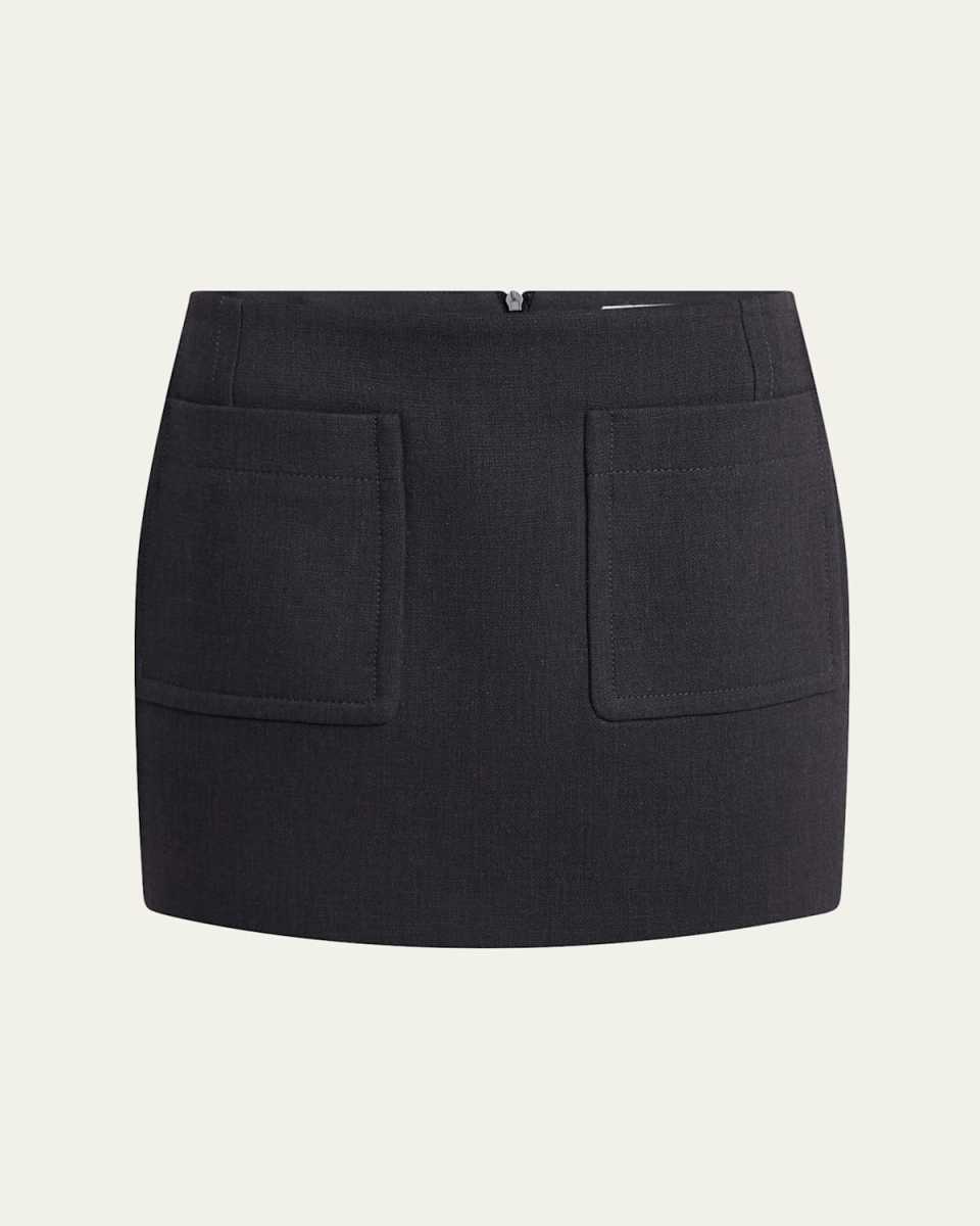 Pocket Light Structured Cotton Mini Skirt